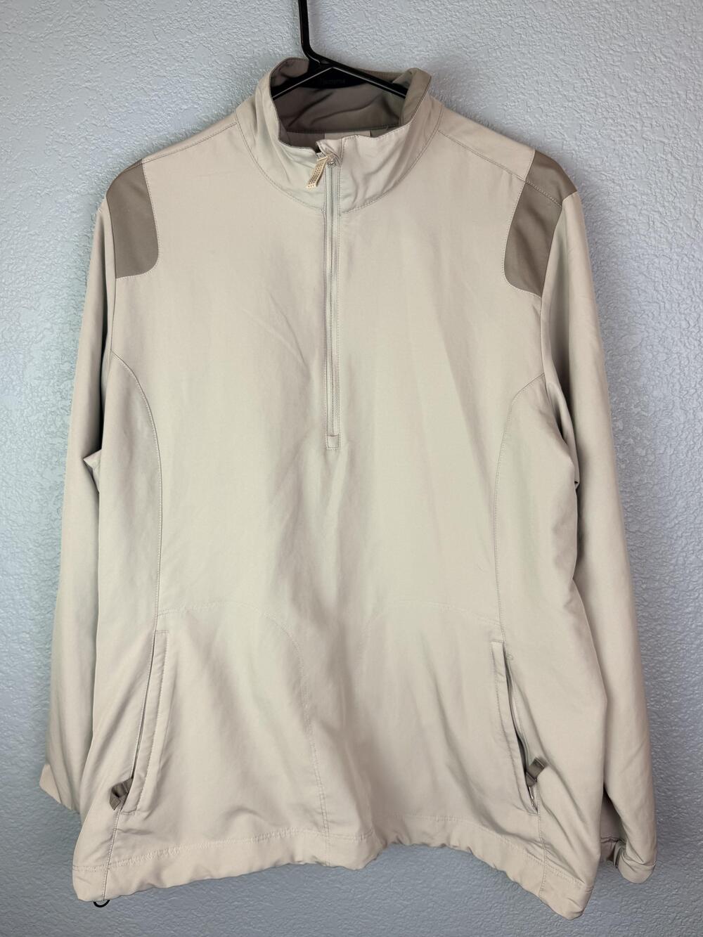 Nike Golf Jacket Mens Large Beige 1/4 Zip Lightweight Windbreaker 333078-065